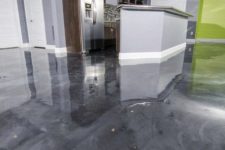15 installing epoxy floors in a wet space is a bad idea, and if you spill something often, they are super slippery