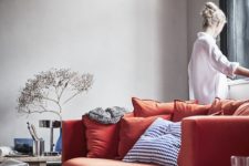 18 color blocking is a hot trend for home decor, you may add an orange Stockholm sofa to a navy space to rock it