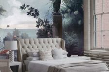 20 an oversized wall mural reminds of the tropical places even in the center of the city