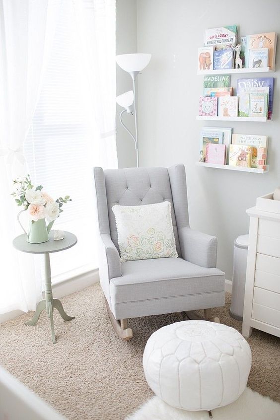 Strandmon rocked by IKEA hacked for the nursery in dove grey