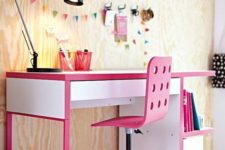23 a colorful IKEA Micke hack with pink touches for a little girl’s workspace
