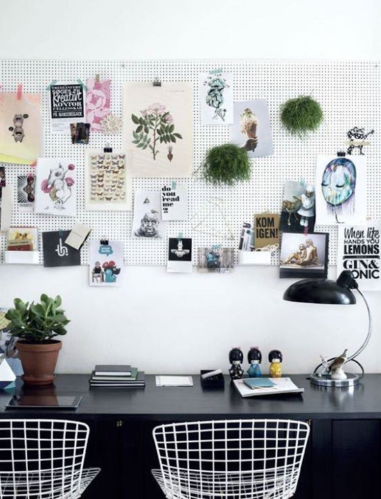 a cool large pegboard pinboard for making the space more creative and showing favorite things