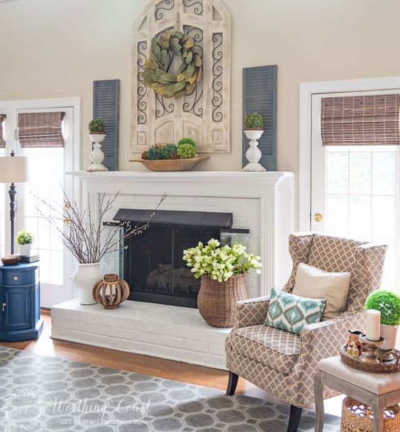 25 Spring Decorating Ideas For Fireplace Mantels - DigsDigs