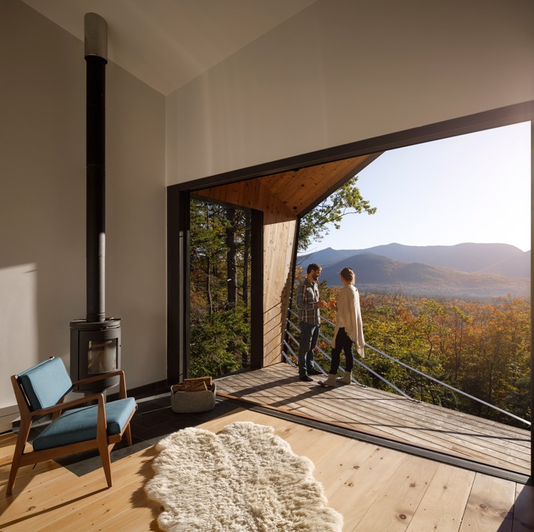 Angular Forest Cabin With Minimal Interiors - DigsDigs
