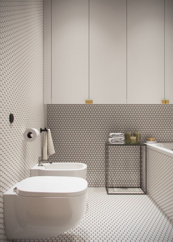 try trendy options like penny tiles to get an edgy look