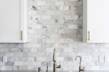 09 subway grey marble tiles for sprucing up a white and grey kitchen