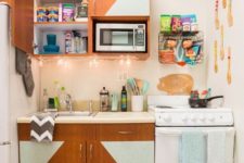 17 hang string lights to the cabinets as additional lights – no lamps are needed here