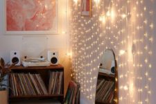 22 cover a whole wall with string lights to accent a nook, a space or some corner