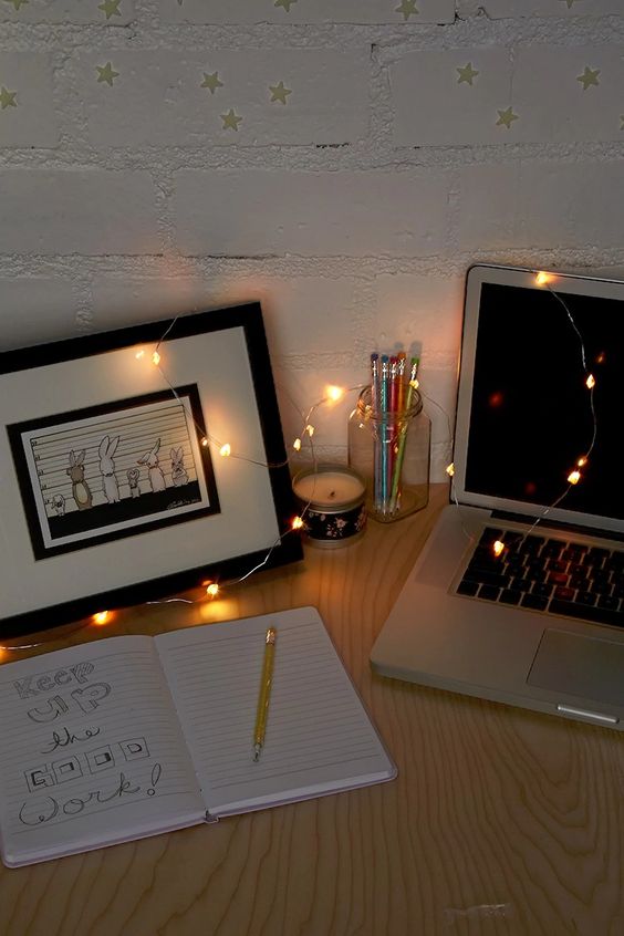 25 Ideas To Use String Lights In Home Offices DigsDigs