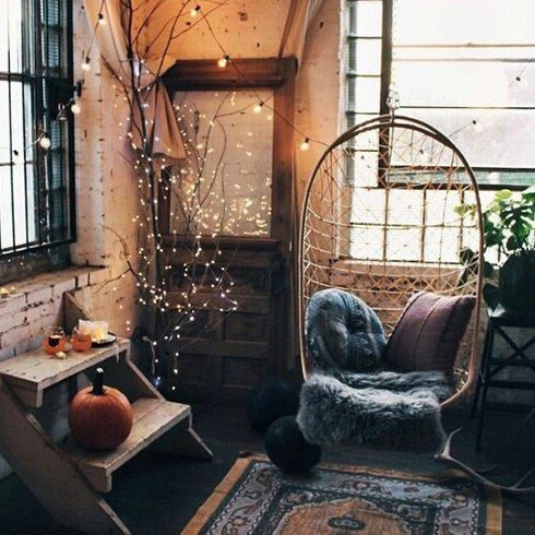 imitate a real tree with branches and string lights on them to add a natural feel to your room