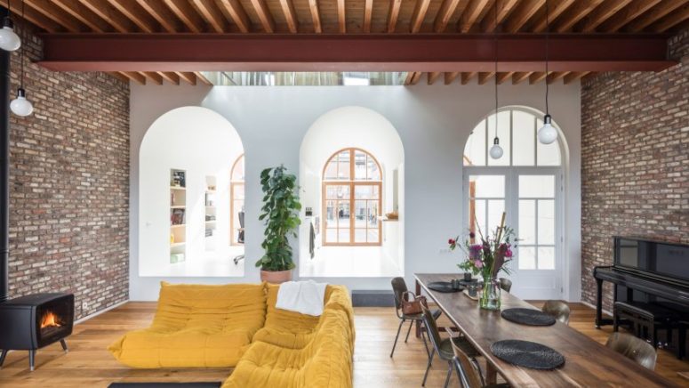 This Ghent house was made of a former school built in 1908, and the designers managed to outplay all the spaces and layout