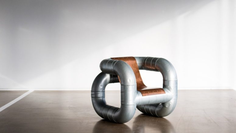 Tubular Chair Made Of Ventilation Pipes And Copper
