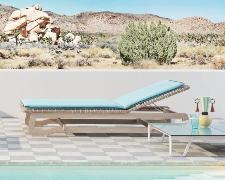 And modern wooden loungers with a primitive touch