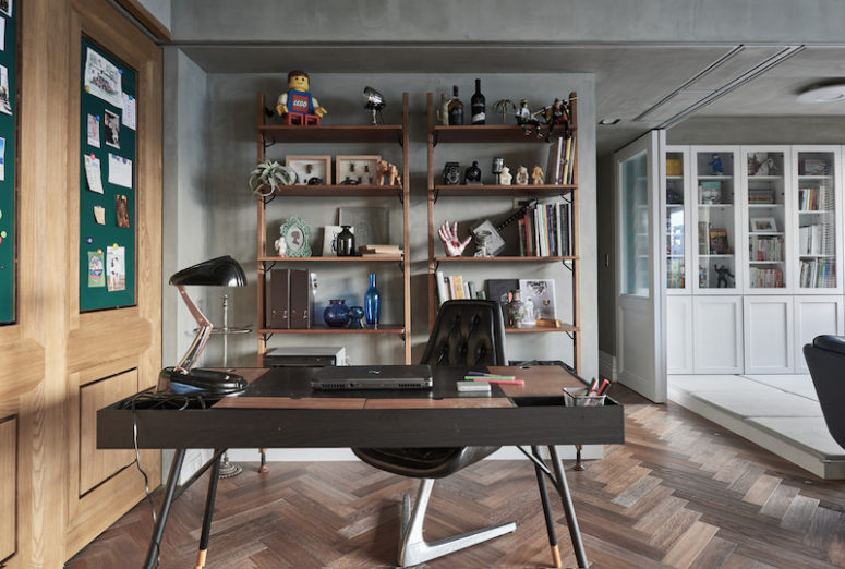 The home office space features some industrial touches and more masculine looks as this is for the husband The home office space features some industrial touches and more masculine looks as this is for the husband