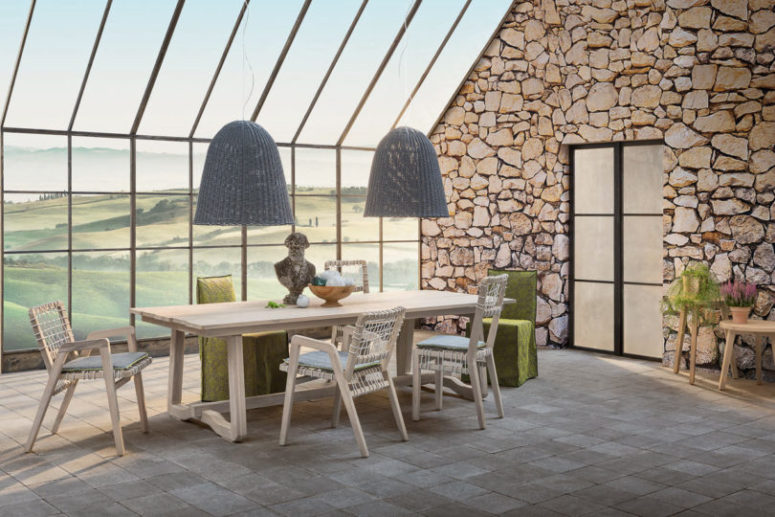 There are interesting woven chairs and matching tables, which are sure to catch an eye