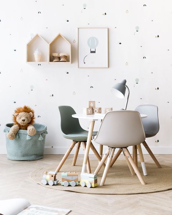 quite soft Scandinavian-inspired kids' room design
