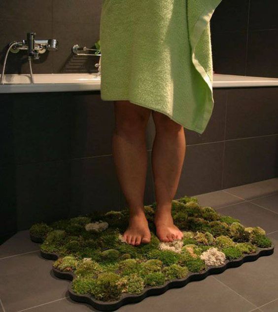 a moss bathroom rug will add a spa feel to your space