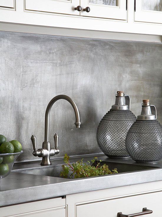 brushed metal is a cool touch for a rustic or shabby chic space and looks very textural