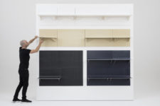 01 SHIFT shelving system is a creative unit done with fabric for maximal functionality