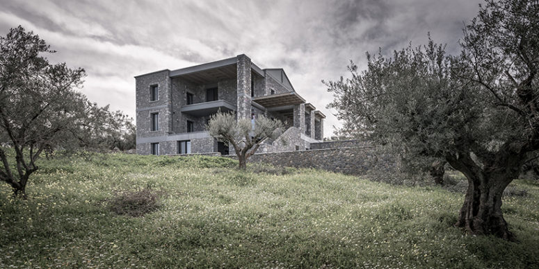 Minimalist Greek House Clad With Freestyle Masonry