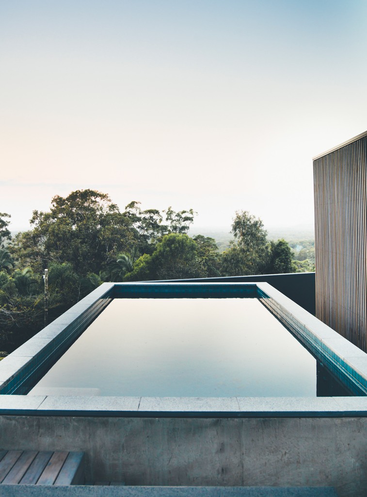 narrow outdoor pool dsign There's an outdoor pool that seems to be going right to the forest