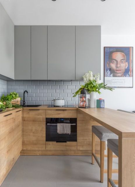 go for wood to add texture and warmth to your kitchen and it will look more interesting