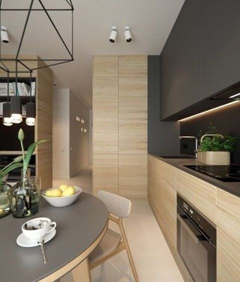 going for black parts, think of having some light-colored, too, to create a contrast and make the small space larger