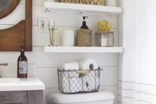 10 floating shelves over the toilet is timeless classics for a small bathroom, it always works