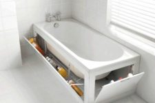 14 bathtub screens hiding some chemicals are a great idea for hidden storage to declutter the space