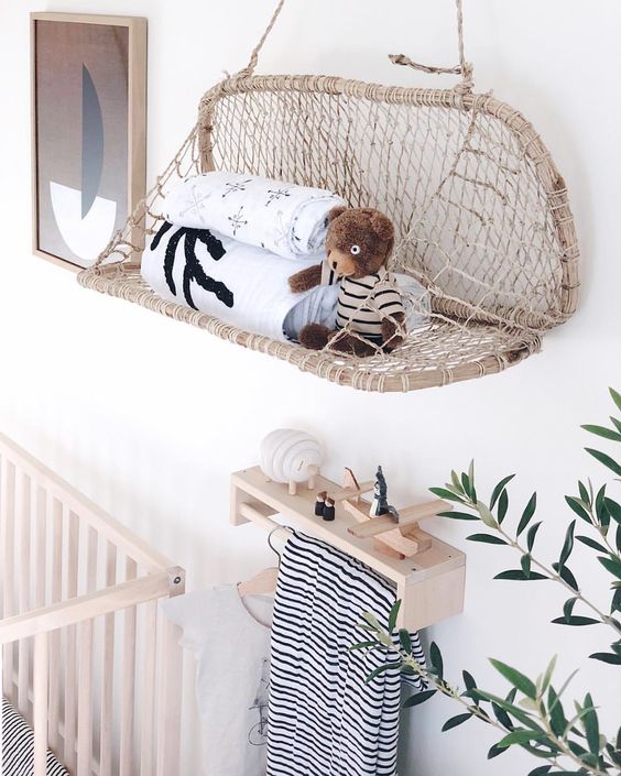 actively use various wall shelving units to save some floor space