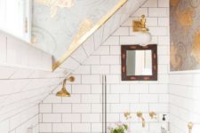 22 catchy printed wallpaper is a trend, and such wallpaper can totally change the look of your bathroom