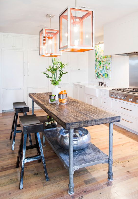 Industrial style kitchen island online with seating