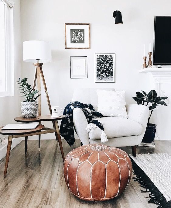 add a Moroccan touch to your space with such a cool brown leather ottoman
