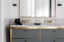 26 add style to your bathroom with gorgeous furniture like this metal and brass vanity