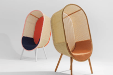 01 This cool colorful lounge chair is inspired by the 60s and is called Cocoon, which is clearly seen in its shape