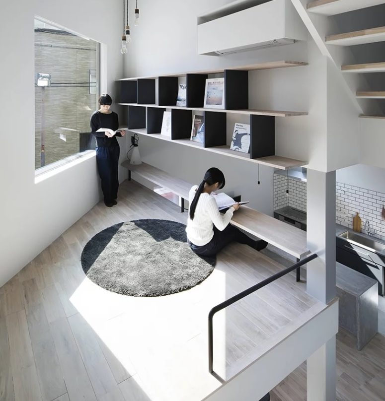 practical built in desk The sub level over the kitchen features a study or workspace with a creative desk built in above the floor