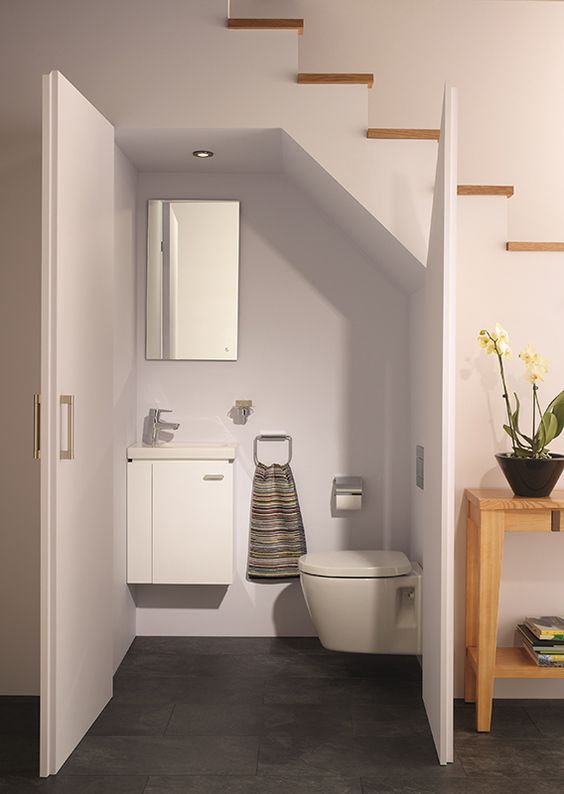 24 Powder Rooms And Laundries Under Stairs DigsDigs
