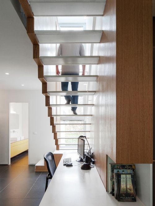 don't make risers in the stairs to let much light in and make the stairs more lightweight