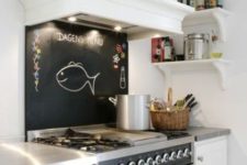 12 a small chalkboard backsplash over the cooker to fit the cooker design and highlight the space