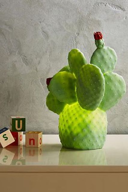 a fun cactus table lamp is a whimsy idea for decor, which will be loved by both kids and adults