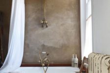 taupe wall in a bathroom