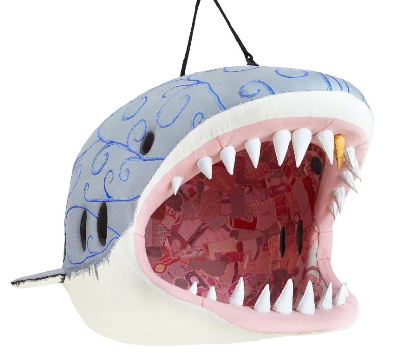 Great White Shark can be suspended to use the inside of it as a pet bed or storage