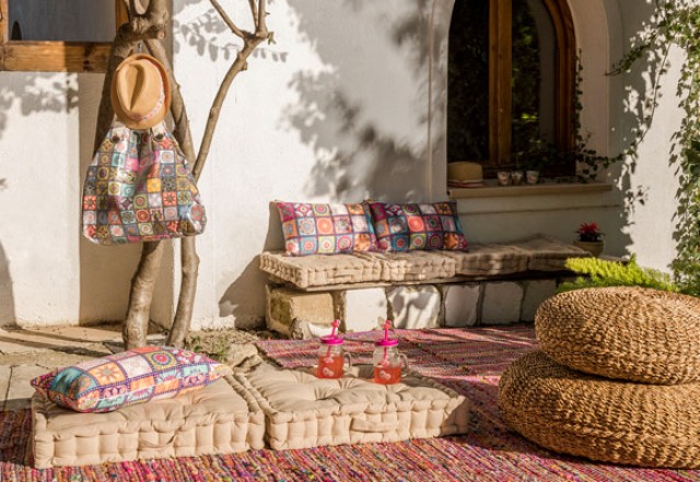 outdoor boho space The textiles will fit both indoor and outdoor spaces