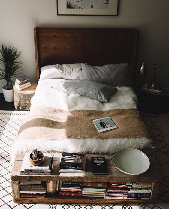 if the bed doesn't feature storage, why not place such a bench with storage space