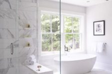 14 white marble tiles like these ones are a great alternative for real marble