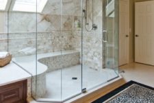 15 a skylight fill the shower with natural light and makes the space cooler and edgier
