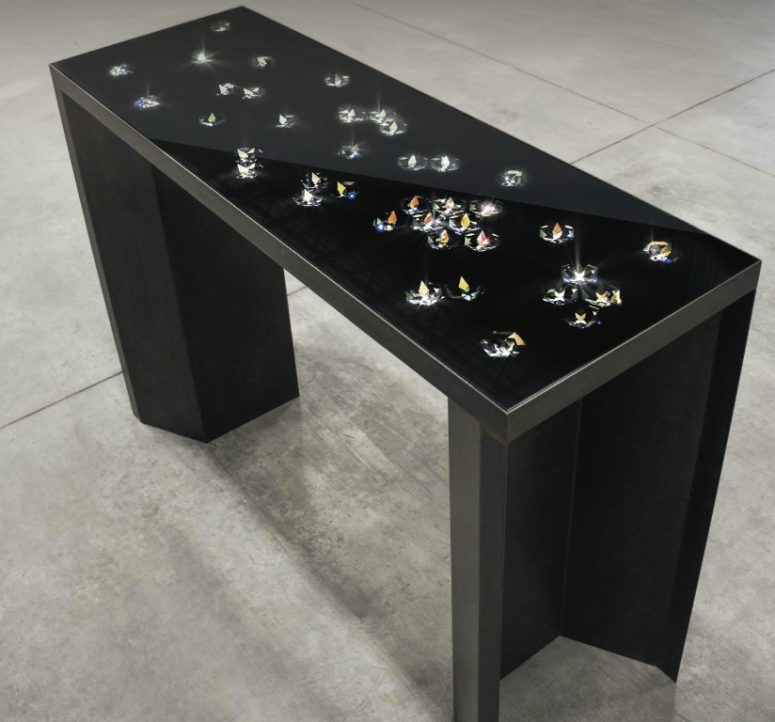 Hexa table collection are luxurious console pieces, which are encrusted with real large Swarovski crystals