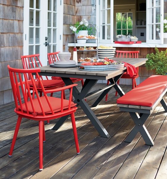 infuse the space with bright paint and cushions and maybe napkins, too