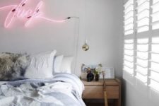 04 a daring neon light word will add a whimsy and fun touch to your bedroom