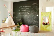 cute kids room with chalkboard wall